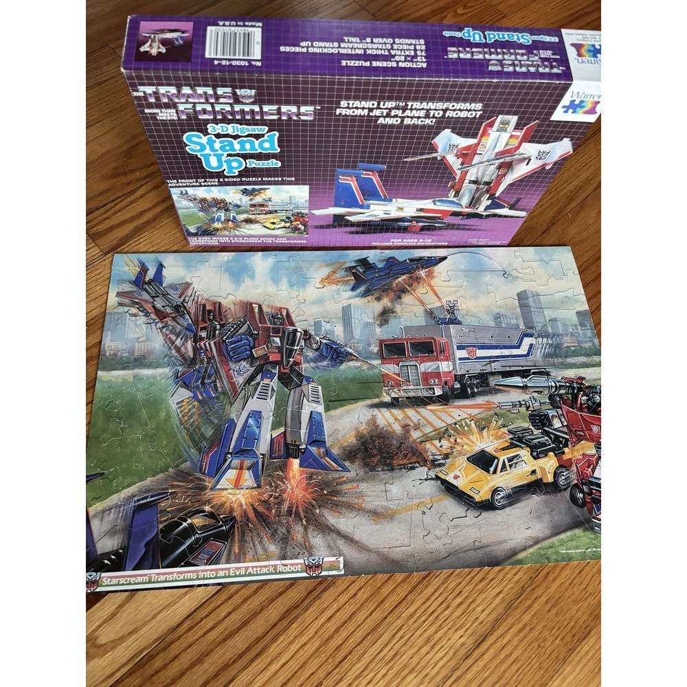 Vintage Transformers 3-D Jigsaw Stand Up Puzzle - Starscream - 1984 Complete!